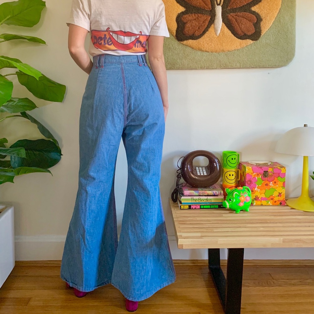 Massive 1970s elephant bell bottom jeans 29/30” - Picture 3 of 6